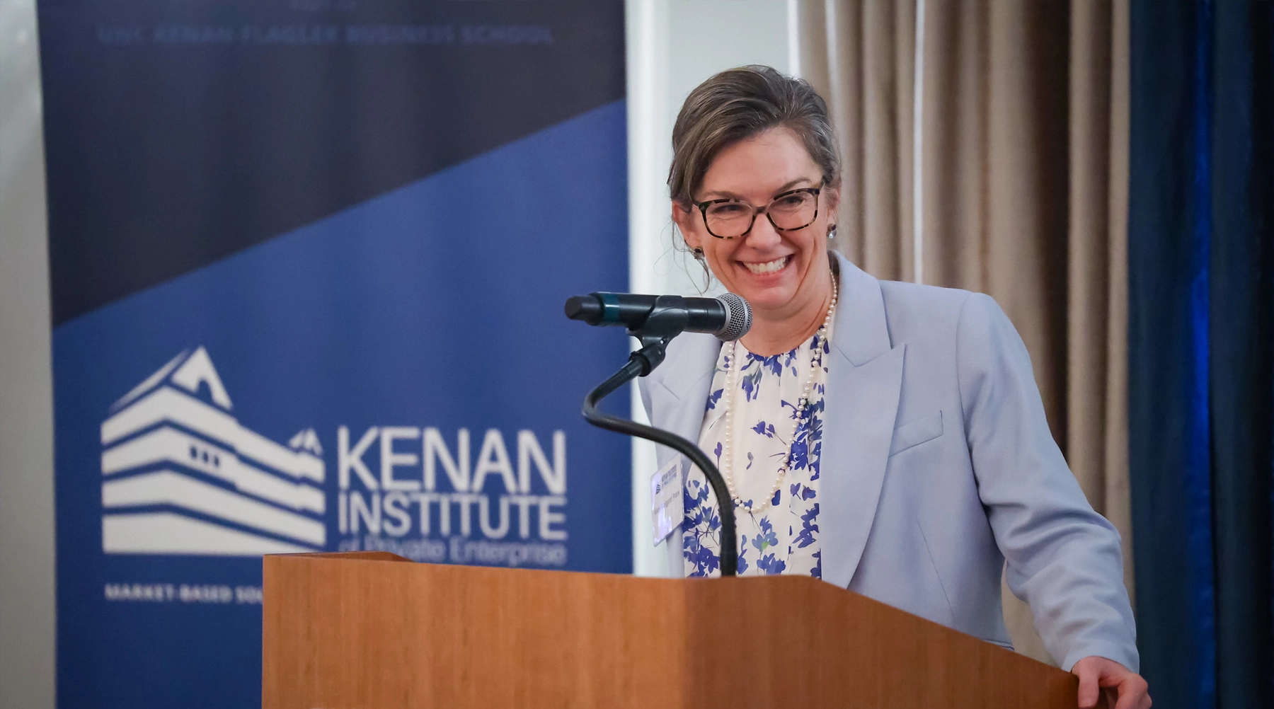 UNC Kenan-Flagler Business School Dean Mary Margaret Frank speaks at the celebratory dinner.