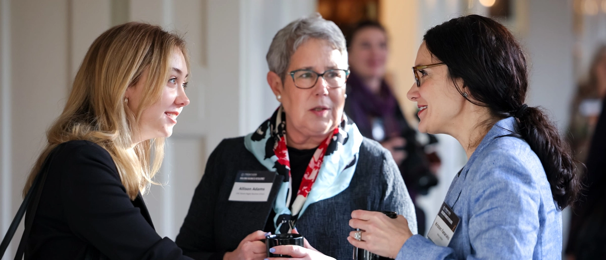 From left: Kathryn Bolick, Luther Hodges Scholar; Allison Adams, UNC Kenan-Flagler Business School; and panelist Kristen Fanarakis, Milken Institute.