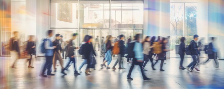 Students walking to class in a university or college environment