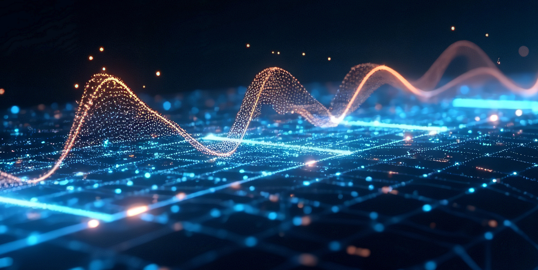 Glowing pulses flowing across data bridge