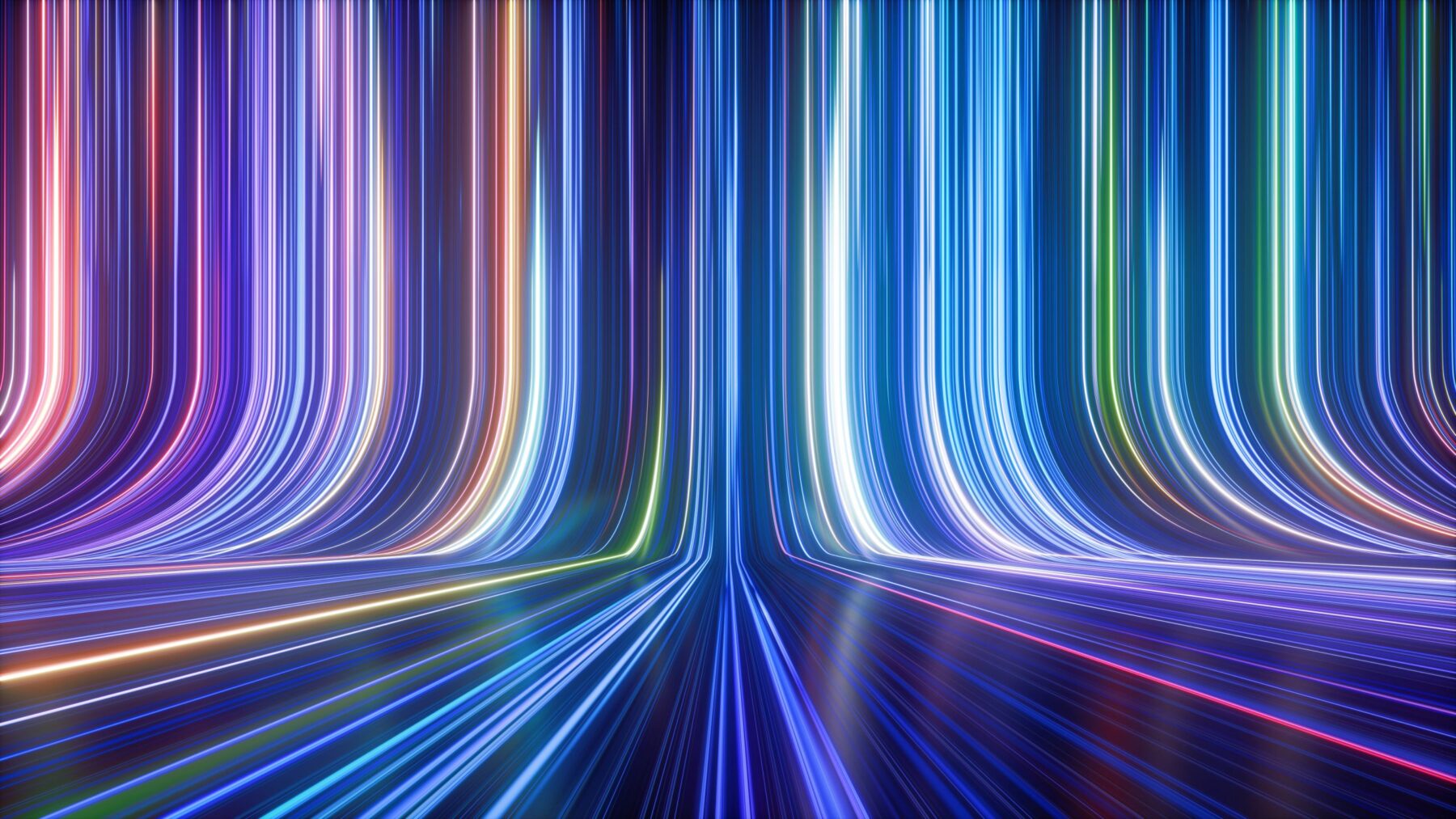 3d render, abstract colorful neon background, ultra violet rays, glowing lines, speed of light, 2025 Year in Review