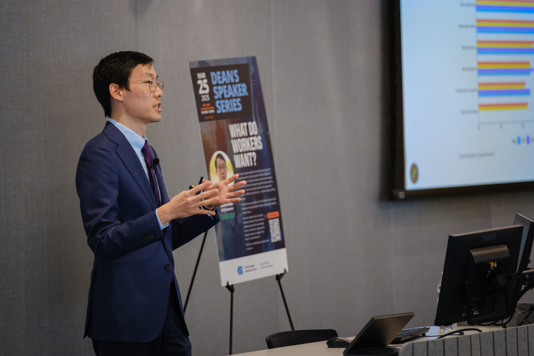 Glassdoor Chief Economist Daniel Zhao speaks at a Dean's Speaker Series event May 25, 2026.