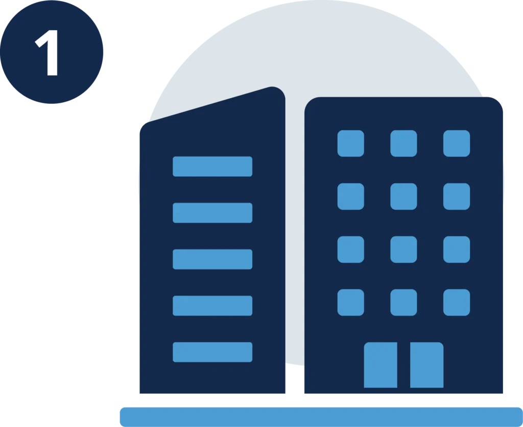 Icon of two multi story buildings
