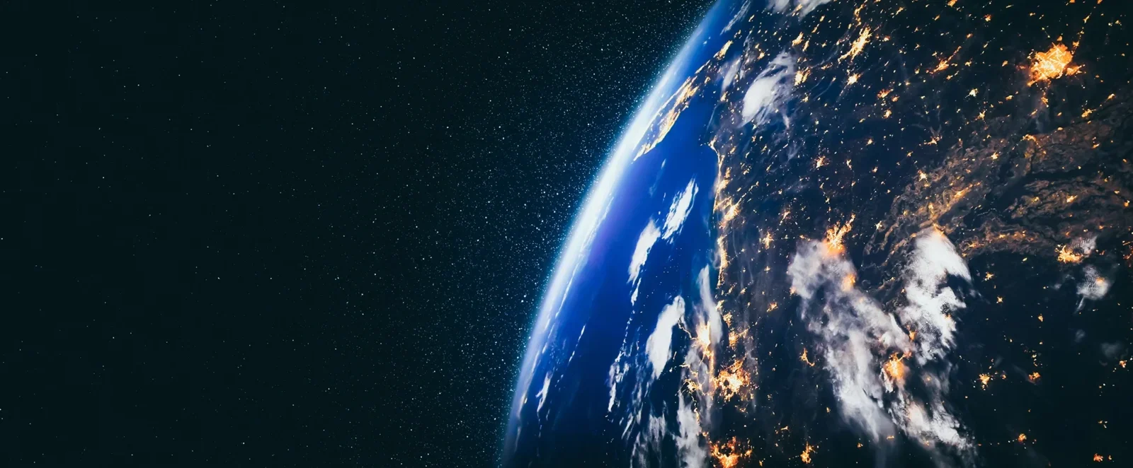 Earth from space with city lights
